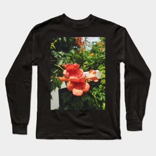 Beachside Orange Hibiscus Flower Long Sleeve T-Shirt